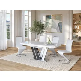 vente-unique Esstisch ausziehbar - 6 bis 8 Personen - MDF lackiert - Grau & Weiß - NOAMI II - Dunkelgrau
