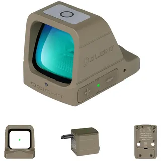 OLIGHT Osight Red Dot Visier mit24x21,5mm, 3MOA Rotpunktvisier, taktisches,einstellbares Leuchtpunktvisier mit Ladeabdeckung, kompatibel mit Picatinny für Jagd Softair Pistole (Dunkle Erdfarbe)