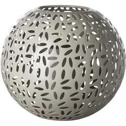 Windlicht FINK "DARIA", grau, H:20cm Ø:24cm, Eisen, Kerzenhalter, Kerzenhalter aus Eisen, pulverbeschichtet, mit Cut-Outs