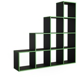 Vicco Treppenregal Raumteiler Stufenregal 10 Fächer Schwarz/Grün Bücherregal
