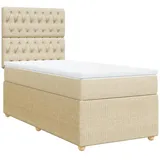 vidaXL Boxspringbett mit Matratze Creme 90x190 cm Stoff