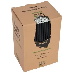 Fiesta Green Fiesta Compostable Kompostierbare Cocktailtrinkhalme aus Papier schwarz