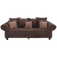 Big-Sofa HOME AFFAIRE "King Henry Mega Sofa, viel Platz, Breite 242cm, Federkern", braun (kakao), B:242cm H:90cm T:103cm, Samtcord »Ribbon« (88% Polyester 12% Polyacryl);Luxus-Microfaser (100% Polyester), Sofas, Big-Sofa, in legerer Polsterung und vielen losen Kissen