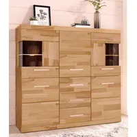 Home Affaire »Ribe,125cm breit,115cm hoch, Fronten Massivholz,5Türen,3 Schubladen«, Holz