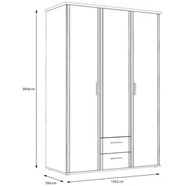Forte Drehtürenschrank Gloria 139,2 x 200,8 x 59,6 cm Eiche Sonoma