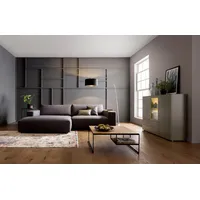 Musterring Ecksofa "LUCIA zeitlos, bequem, schöne Detailverarbeitung Breite 296cm, L-Form", grau (anthrazit), B:296cm H:81cm T:190cm, Flachgewebe VALMONT (60% Baumwolle/40% Leinen);Leder PURO, pigmentiertes Leder;Microfaser CRONA (100% Polyester);Flachgewebe FLORIS