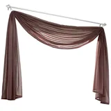 HongYa Gardine Voile Schals Transparent Querbehang BxL: 145x600cm Braun