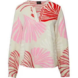 s.Oliver Bluse mit Tunika-Ausschnitt und All-over-Print - beige|mehrfarbig - 38