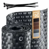 Kadax Balkonverkleidung 90 x 600 cm Grau Rattan