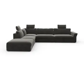 sit&more Ecksofa SIT & MORE "Cadabra L-Form", grau (anthrazit), B:356cm H:80cm T:292cm, Samtoptik (100% Polyester);Soft clean (98% Polyester, 2% Polyamid);Struktur fein (100% Polyester), Sofas, Ecksofa, Breite 356 cm, mit Sitztiefenverstellung