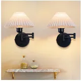 ZMH Gbly Wandleuchte Innen Wandlampe Vintage E27 Retro Lampenschirm Wandbeleuchtung Schwenkbar 40w.max Weiß Stoff Wandlicht Flurlampe Wand für Schlafzimmer Wohnzimmer Treppenhaus Ohne Leuchtmittel