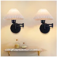 ZMH Gbly Wandleuchte Innen Wandlampe Vintage E27 Retro Lampenschirm Wandbeleuchtung Schwenkbar 40w.max Weiß Stoff Wandlicht Flurlampe Wand für Schlafzimmer Wohnzimmer Treppenhaus Ohne Leuchtmittel