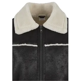 URBAN CLASSICS Shearling Lederjacke Black / White Sand L