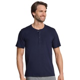 SCHIESSER Herren, Schlafshirt kurzarm mit Knopfleiste & Relax Schlafanzug Shirt Blau, (62)