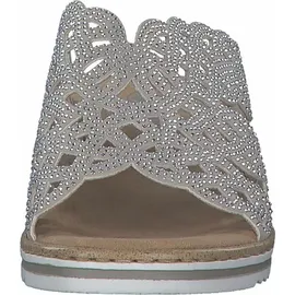 Rieker Damen Pantolette breiter Riemen mit Strass schmale Weite V0689, Größe:41 EU, Farbe:Beige - Beige - 41