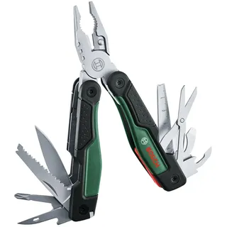 Bosch 16-in-1 Multi-Tool (Multifunktionswerkzeug zum Heimwerken, Outdoor und Camping; Edelstahl; Verriegelungsfunktion; Softgrip; 16 Funktionen: Zange; Schraubendreher; Messer; Säge, usw.)