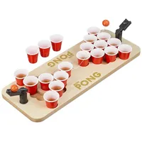 Relaxdays Mini Beer Pong Trinkspiel 2 St. Braun/Rot/Weiß