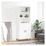 furnicato Highboard Weißes aus Holzwerkstoff und Metall 69,5 x 34 x 180 cm (1 St), Stabiler Schrank mit viel Stauraum und Wandhalterung für Wohnzimmer weiß 69.5 cm x 180 cm x 34 cm