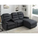 vente-unique Ecksofa Relaxsofa - Ecke Rechts - Stoff - Anthrazit - MACEDONIA