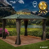 Brast Pavillon Aluminium Pagode 3,5 x 3,5 m inkl. Moskitonetz Dunkelgrau