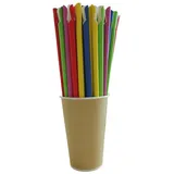 PGV Trinkhalme Papier mit Löffel Einweg-Strohhalme farbig bunt "Löffelhalm" - 24 cm (100 Stück)