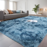 QUINZI Weiche Teppich Hochflorteppiche Moderne Flauschige Teppich Schlafzimmer Wohnzimmer Kinderzimmer Zottelteppiche rutschfeste teppiche(Blau,120x180cm)