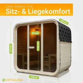 Artsauna Fasssauna Fjora 9 kW Ofen Glasfront
