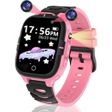 clleylise Kinder Smartwatch, Smartwatch Kinder mit S0S und Telefon, 15 Spielen, SOS-Anruf, Kamera, Wecker, Touchscreen Smart Watch Kinder für Jungen und Mädchen (Rosa)