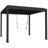 Outsunny Pergola 3x3 m Aluminium Terrassenüberdachung mit LED-Beleuchtung Fernbedienung verstellbar Lamellendach Entwässerungsrinnen, wetterfest stabil Pavillon Terrassendach Gartenpavillon Dunkelgrau   Aosom