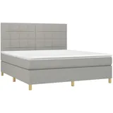 vidaXL Boxspringbett mit Matratze & LED Hellgrau 180x200 cm Stoff