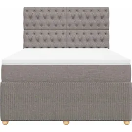 vidaXL Boxspringbett mit Matratze Taupe 140x200 cm Stoff