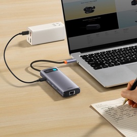 Baseus Metal Gleam Series 9-in-1 USB-C 9 Ports), Dockingstation + USB Hub, Grau