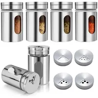 Luxuskollektion 6er Set Gewürzstreuer Glas Edelstahl Deckel