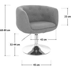 Svita Cocktailsessel Panama Stoff 55 x 78 x 61 cm Beige höhenverstellbar
