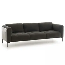 Oviala Business Großes 4-Sitzer Bi-Material-Sofa schwarz