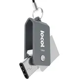 IOCOL dual USB Stick Mini: Ultra USB c Stick für typ Handy und Auto - 128GB Flash Drive in grau