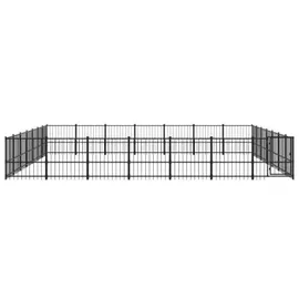 vidaXL Outdoor-Hundezwinger 46,1 m2 Stahl Schwarz