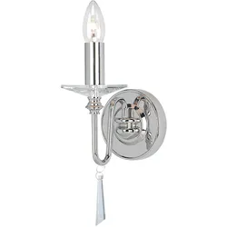 Wandlampe Leuchte Wandkronleuchter 1 flammig Kristall Flurleuchte nickel poliert