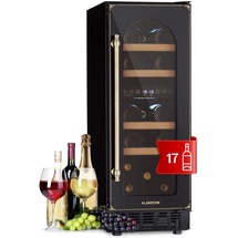 Klarstein Einbau-Weinkühlschrank, Kleiner Getränkekühlschrank Schmal, 2 Zonen Weinkühlschrank mit Glastür, Indoor/Outdoor Beersafe, Kühlschrank Klein mit UV-Schutz, 5-22°C, 17 Flaschen