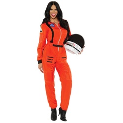 Underwraps Kostüm NASA Astronautin Kostüm orange, Gewappnet für die Schwerelosigkeit: Jumpsuit für die Raumfahrerin orange S