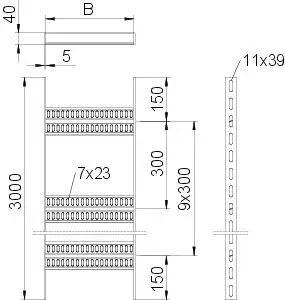 OBO 7098168 Kabelleiter Schiffbau mit Z-Sprosse 40x410x3000 Stahl schweißgrundiert SLZ 400 SG - 3 Meter