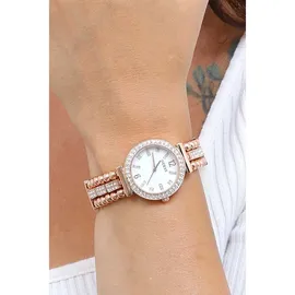 GUESS Gala Damen Armbanduhr, Edelstahl, 30 mm, Edelstahlarmband, Rose Gold, 3 bar, Zifferblatt: Schwarz, GW0401L3