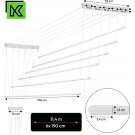 Kadax Deckenwäschetrockner, Wäschetrockner für die Decke 6x190/weiß