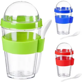 GOODS+GADGETS Müsli-Becher to Go mit Löffel - Auslaufsicherer Joghurt-Becher Müslischale mit dichtem Deckel (Grün)