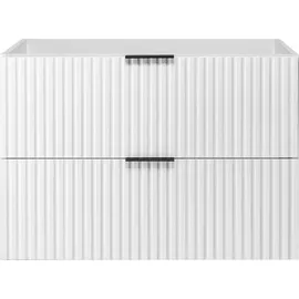 Rodan | Waschbeckunterschrank 80cm | Weiß matt | B/H/T 80/57/46cm | 2 Softclose-Schubladen | Badezimmerschränke, Badmöbel, Waschbecken Unterschr... - Weiß