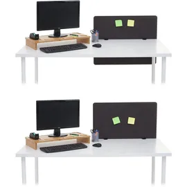 Mendler Akustik-Tischtrennwand HWC-G75, Büro-Sichtschutz Schreibtisch Pinnwand, doppelwandig Stoff/Textil ~ 60x75cm braun-grau
