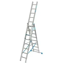 Vielzweckleiter gemäß TRBS 2121, Aluminium, 3 x 8 Sprossen/Stufen