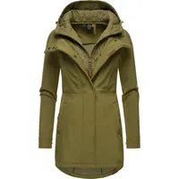 Ragwear Damen, Softshellmantel Lange Übergangsjacke Outdoormantel mit Kapuze Ybela Light Olive23 Gr. 3XL - 3XL