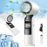 Handventilator, Tragbarer Faltbarer Ventilator, Mini Lüfter, Mini Ventilator, Nackenventilator, 1-199 Geschwindigkeiten, mit Kühlfunktion, USB L... - Weiß