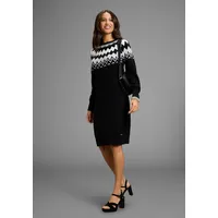 LAURA SCOTT Strickkleid Norwegermuster Grau/Schwarz 34